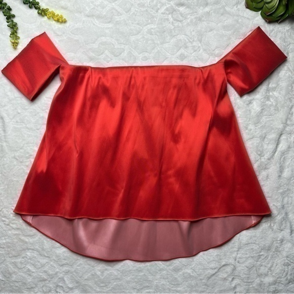 Sachin & Babi Noir Off The Shoulder Satin Twill Top in Coral Red Womens 8
